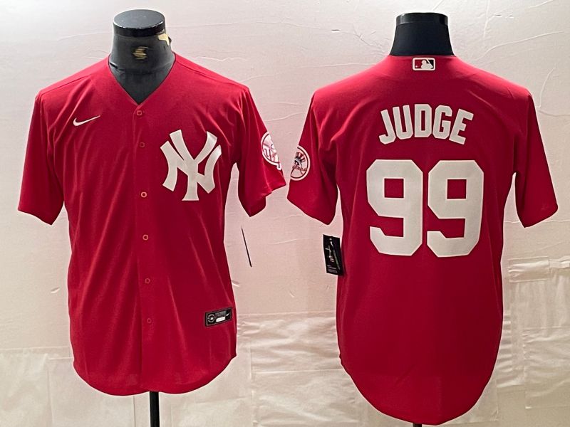 Men New York Yankees #99 Judge Red joint name Nike 2024 MLB Jersey style 1->new york yankees->MLB Jersey